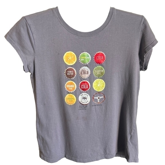 Bacardi Women's Gray Short Sleeve Graphic T-Shirt, Large - Picture 1 of 6